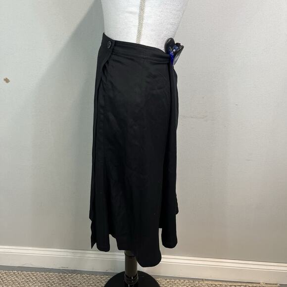 J. Crew Re-Imagined Wrap Skirt size 8 Black Midi A Line Modest Career Casual - Picture 5 of 7